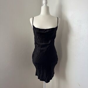 Bershka Classic Black Cowl Neck Fitted Mini Dress Women’s Size Small
